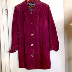 Dennis Basso 2X Plum,Wine Berry leather suede coat
